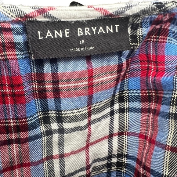 Lane Bryant Plaid Flannel Classic Button-Down Tie-Hem Top (Size 18) - Picture 5 of 5